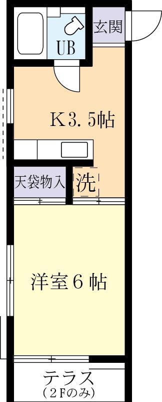 グリーンハイツD(1K/1階)の間取り写真