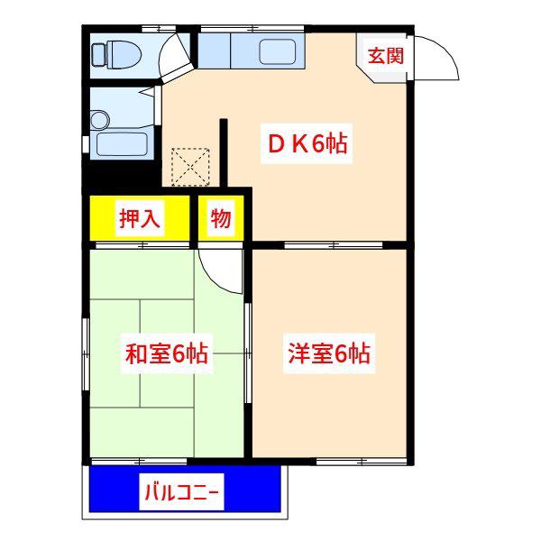 第3UTOハイツ(2DK/2階)の間取り写真