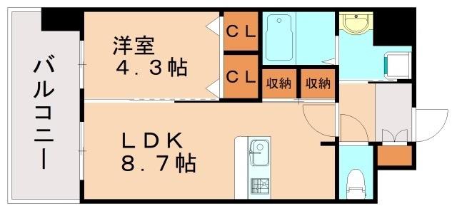 OH OHASHI BLD(1LDK/7階)の間取り写真