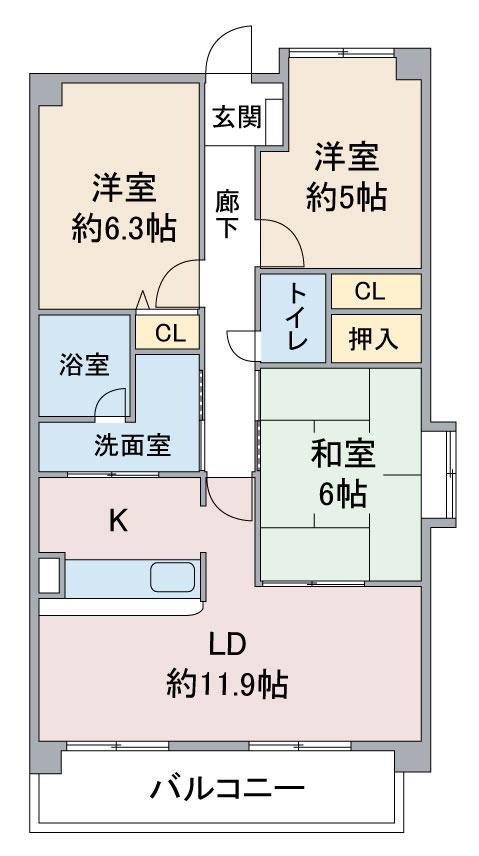 ピアネーズ神ノ倉(3LDK/1階)の間取り写真