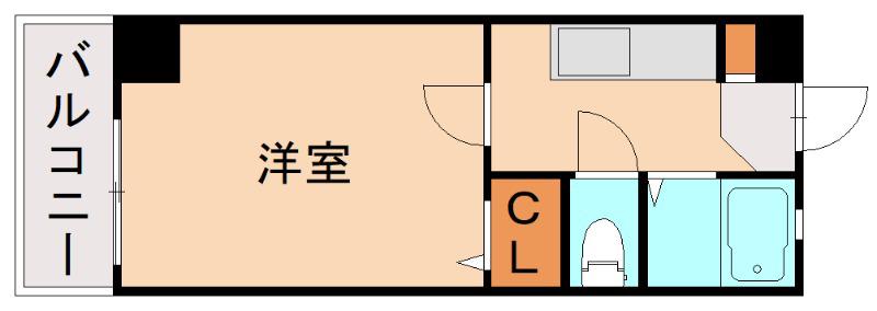 クライス空港東(1K/2階)の間取り写真