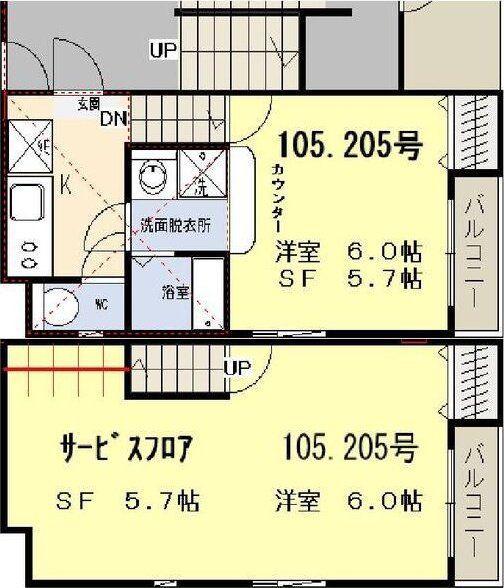 QUONS RECESS(1SK/1階)の間取り写真