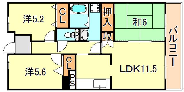 アメニティコート西明石 3号棟(3LDK/8階)の間取り写真