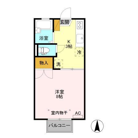 タカダハイツ(1K/2階)の間取り写真