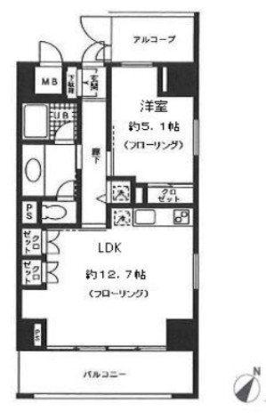 ロジュマン湘南(1LDK/10階)の間取り写真