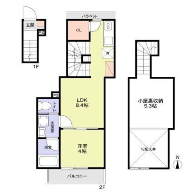 WOODCREST国立RESIDENCE(1LDK/2階)の間取り写真