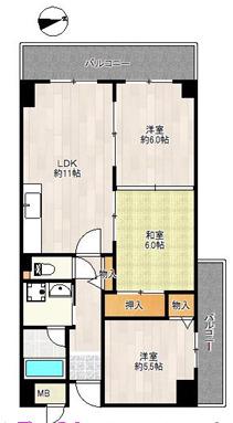 エスポワール仙寿(3LDK/2階)の間取り写真