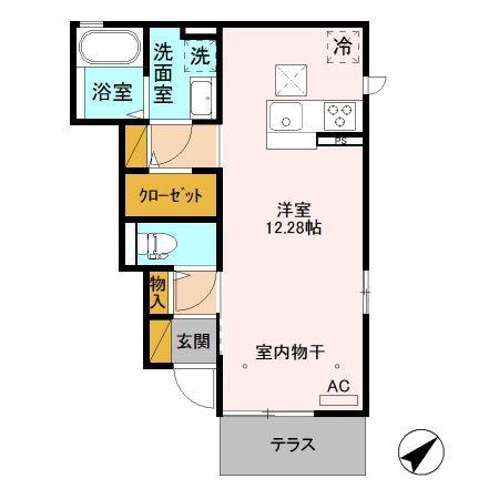 ココタリアII B(ワンルーム/1階)の間取り写真