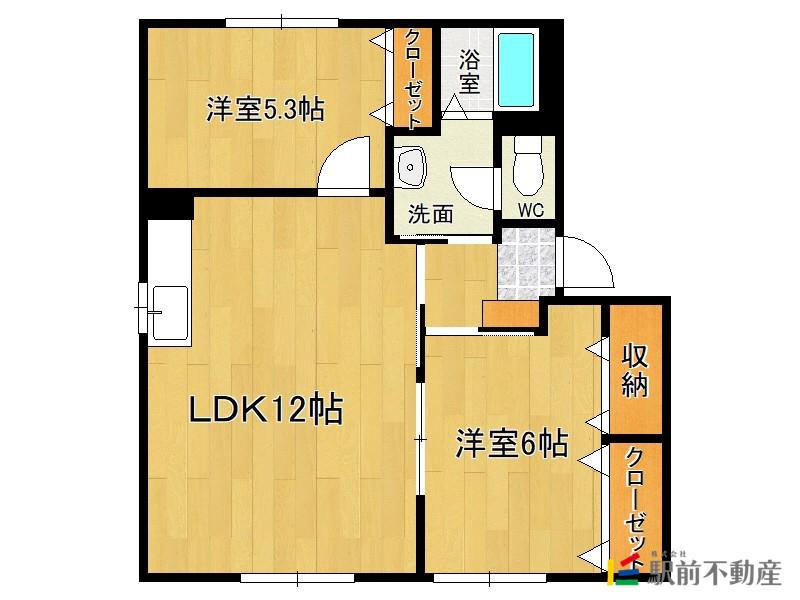 ソミュールC(2LDK/1階)の間取り写真