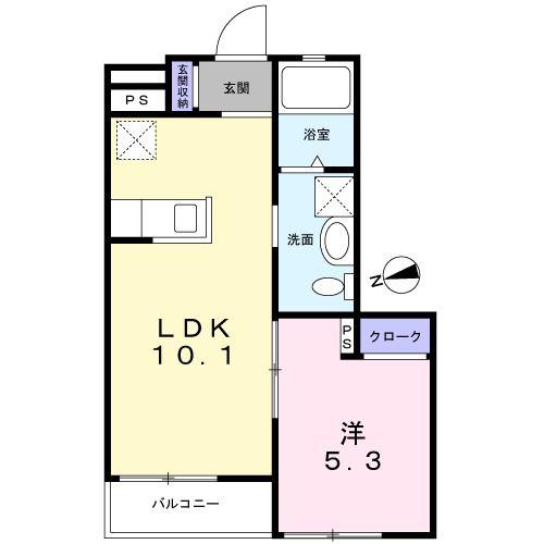 SHALOM(1LDK/2階)の間取り写真