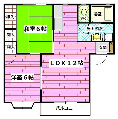 メゾンR(2LDK/2階)の間取り写真