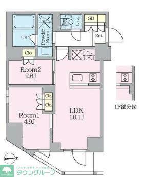 クレストコート東池袋(2LDK/1階)の間取り写真