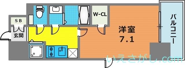 エスリード神戸三宮ラグジェ(1K/3階)の間取り写真