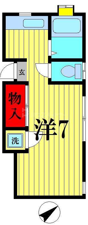 ハイツ山崎(ワンルーム/1階)の間取り写真