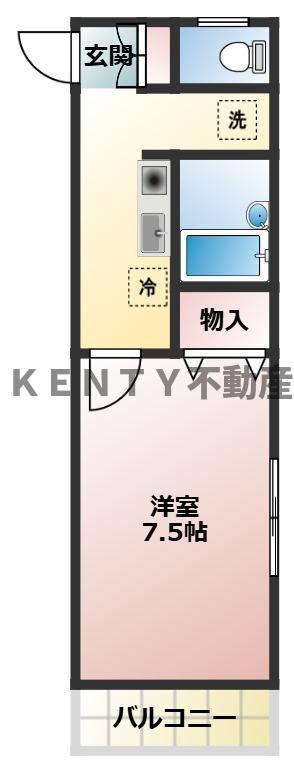 南雪ハイム(1DK/2階)の間取り写真