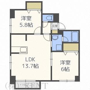 グラードエルヴィータ円山(2LDK/5階)の間取り写真
