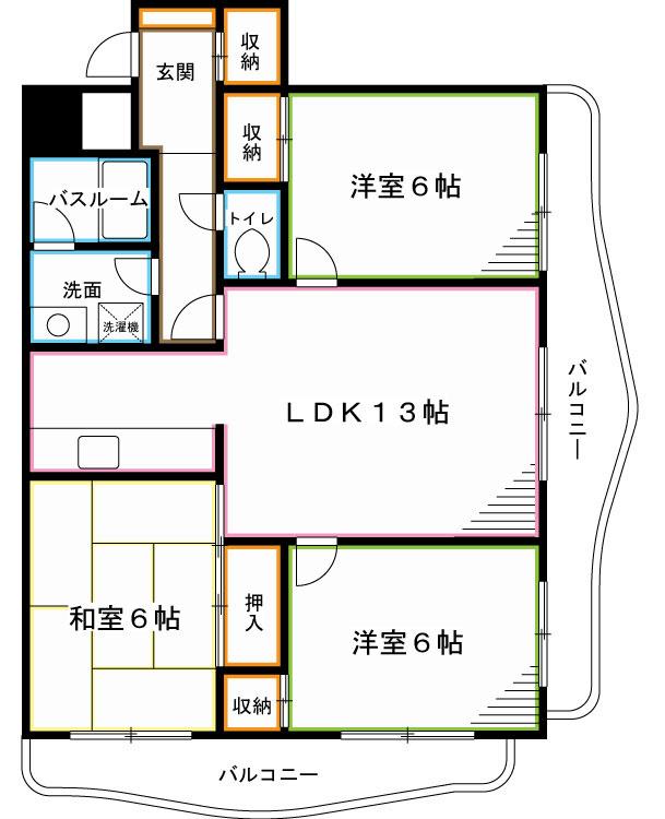 西央レジデンツ(3LDK/7階)の間取り写真