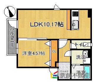 グランヒル箱崎(1LDK/3階)の間取り写真