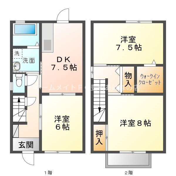 ミレニアム ヴィレッジA(3DK/1階)の間取り写真