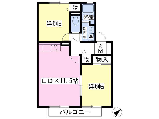 エトワールMII(2LDK/1階)の間取り写真