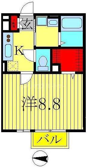 ラフルール四季(1K/1階)の間取り写真