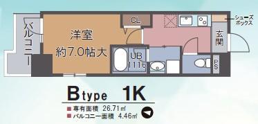 FERVILLE AWAZA(1K/8階)の間取り写真