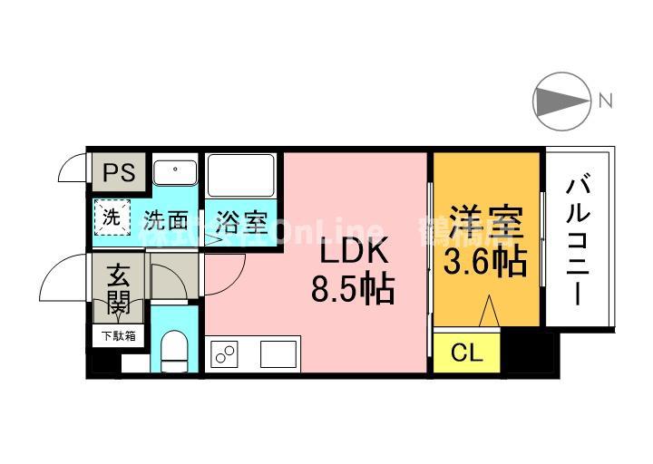 クローバー・グランデ玉造(1LDK/10階)の間取り写真