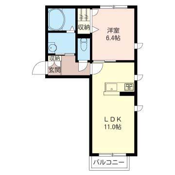 ヴィーナスB(1LDK/2階)の間取り写真