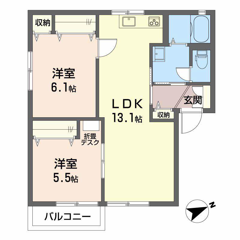 マースI A(2LDK/2階)の間取り写真