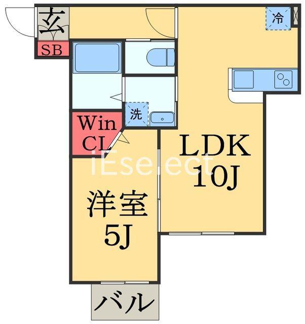シャルマン稲毛東(1LDK/1階)の間取り写真