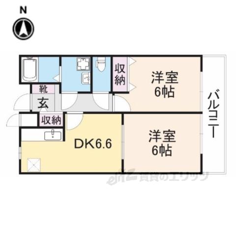 ソレアード白庭(2DK/2階)の間取り写真