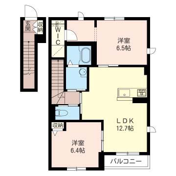 CHARMANT DEMEURE(2LDK/2階)の間取り写真