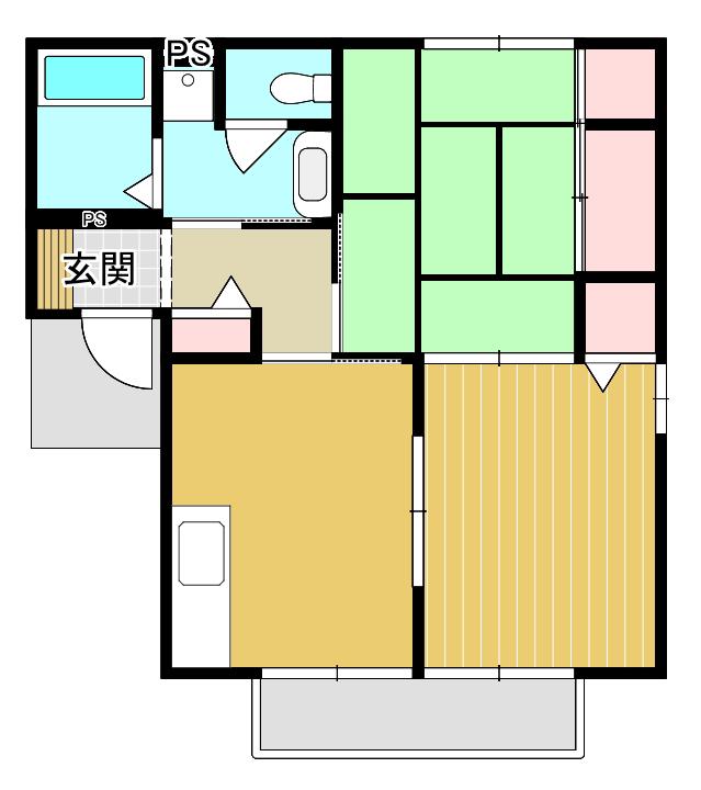 ウッドビレッジ南台B棟(2DK/2階)の間取り写真