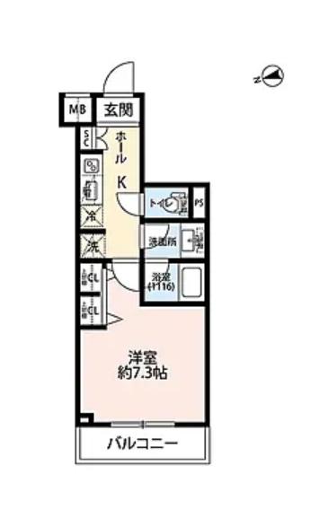 プレール・ドゥーク小竹向原(1K/1階)の間取り写真