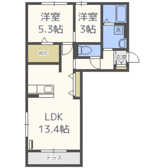 D-ROOM地行(2LDK/1階)の間取り写真