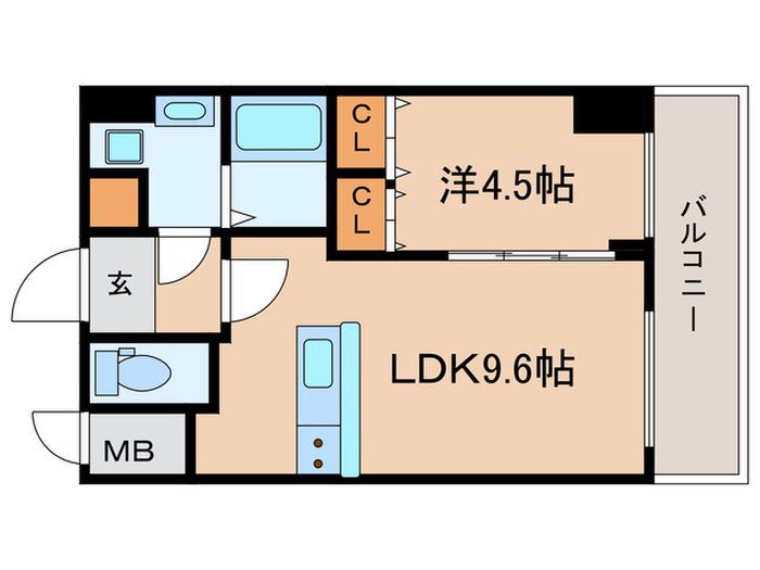 プレジオ武庫川ASIAN(1LDK/2階)の間取り写真