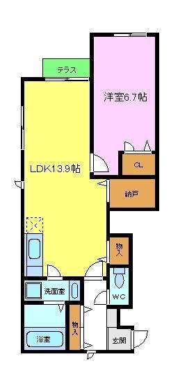 アリエント(1LDK/1階)の間取り写真
