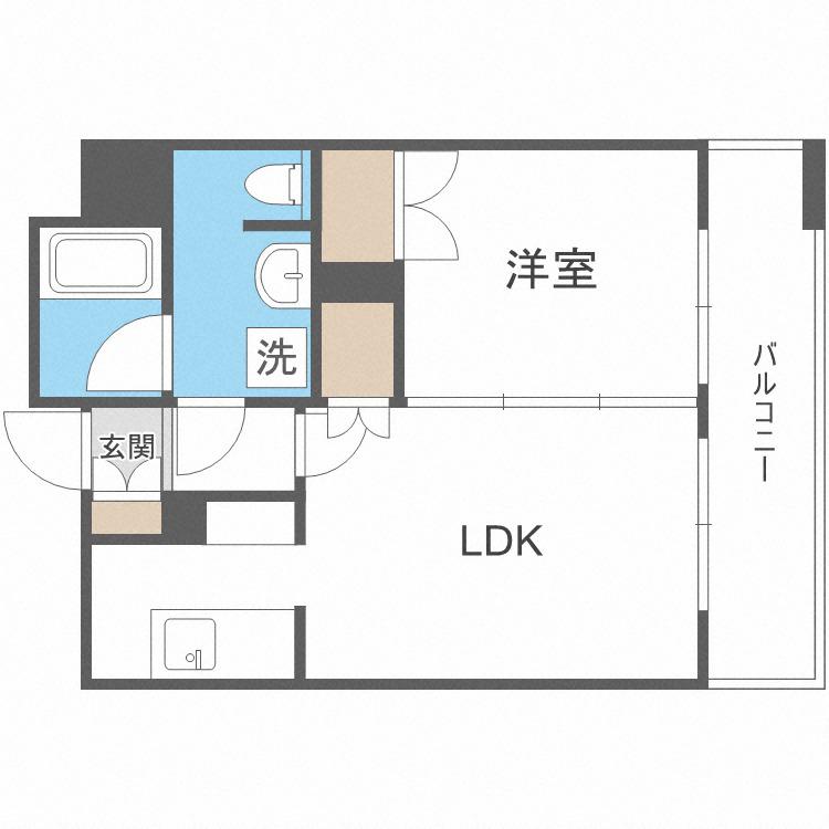 ラフィネタワー札幌南3条(1LDK/6階)の間取り写真