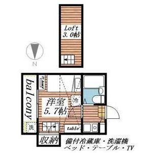茶所レジデンス(1K/2階)の間取り写真