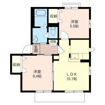 ヒルステージI(2LDK/1階)の間取り写真