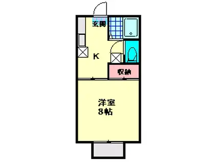 ファミイル晃(1K/2階)の間取り写真