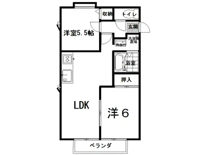 コーポサンフラワーB(2LDK/2階)の間取り写真