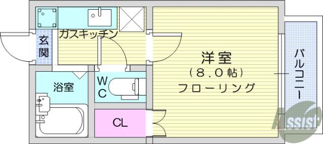 スターハイツ(1K/2階)の間取り写真