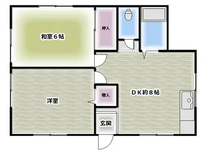 福与荘(2DK/1階)の間取り写真