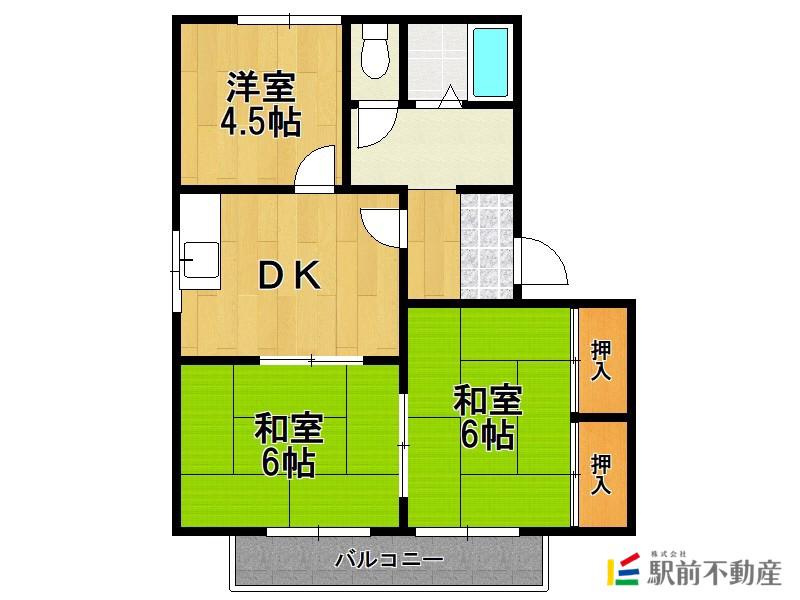 サンヒルズB(3DK/2階)の間取り写真