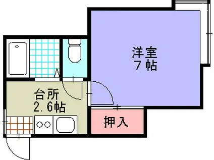 パルセF B(1K/2階)の間取り写真