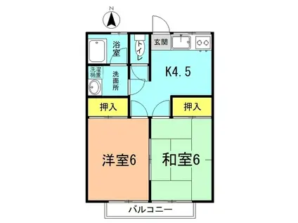 平野ハイツ(2K/2階)の間取り写真