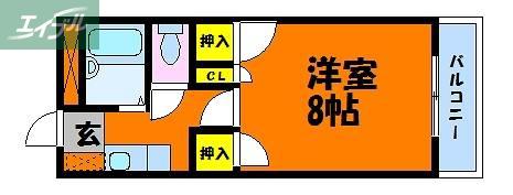エスポアール北長瀬(1K/4階)の間取り写真