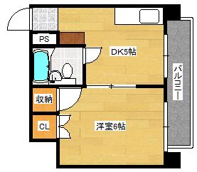 木原住吉ビル(1DK/2階)の間取り写真