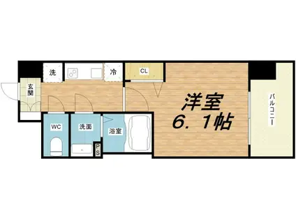 プレサンス大国町ブライス(1K/14階)の間取り写真